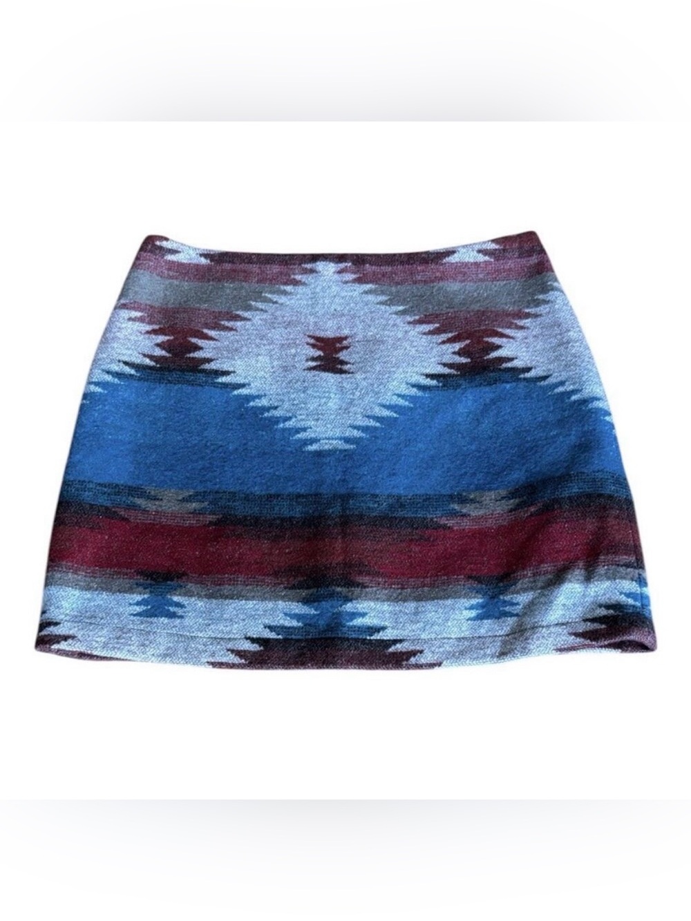 American Eagle Southwestern Wool Blend Mini Skirt Aztec Tribal Boho Print Sz 0
